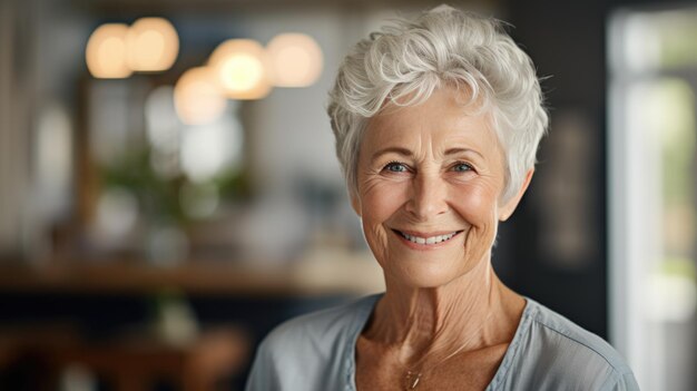 Portrait of an elderly woman smiling at the camera