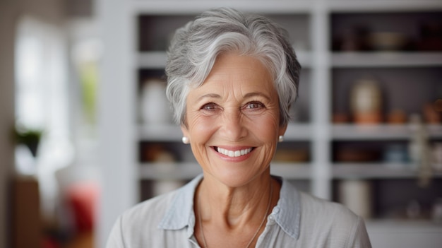 Portrait of an elderly woman smiling at the camera