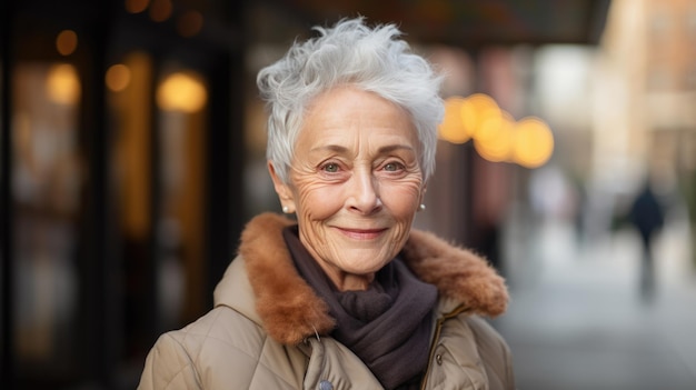 Portrait of an elderly woman smiling at the camera