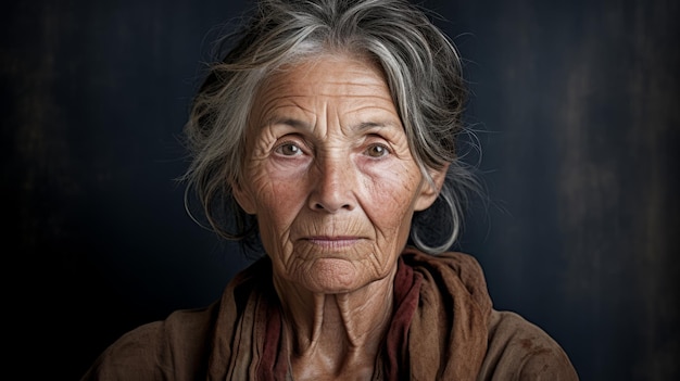 Portrait of an elderly woman with bright emotions on his face Toned