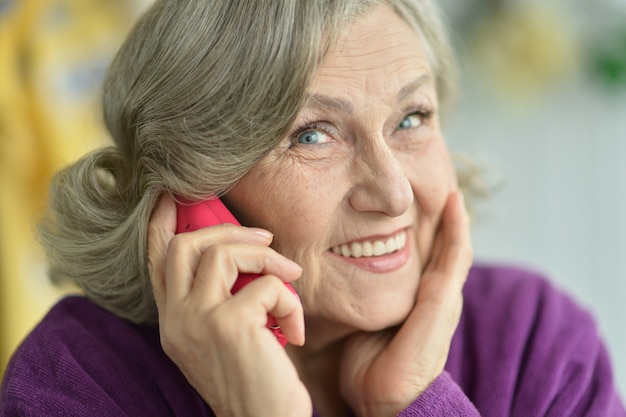 Portrait of an elderly woman with phone