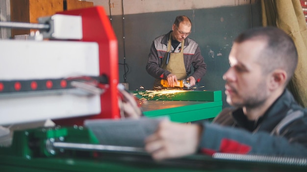 Portrait of electrician builder engineer during work