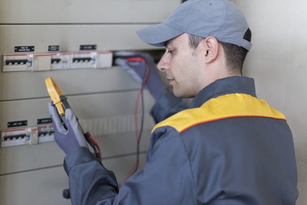 Portrait of an electrician at work