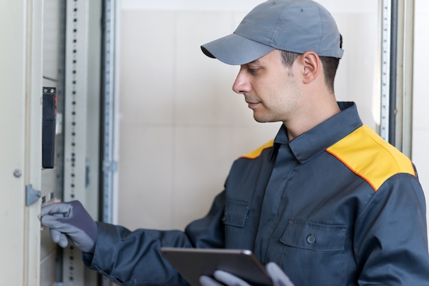 Portrait of an electrician at work