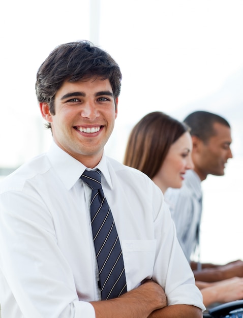 Portrait of elegant businessman in his office