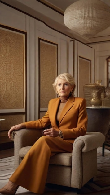 Photo portrait elegant fit caucasian blond senior lady