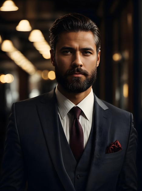 Portrait of elegant male businessman in a tailored suit