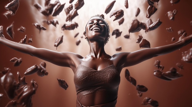 portrait of elegant woman happy chocolate day background