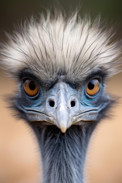 Portrait of emu close up