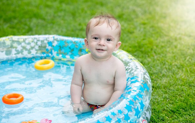 Portrait of energetic cute toddler