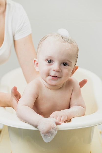 Portrait of energetic cute toddler