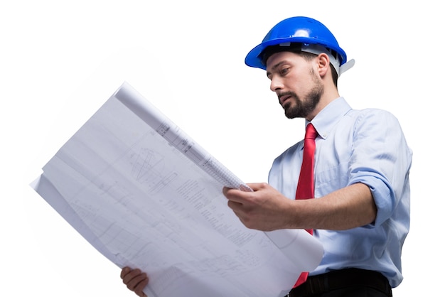 Portrait of an engineer isolated on white