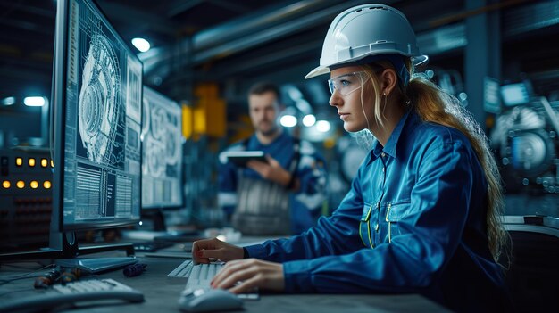 Photo portrait engineer stand with a smile and cross your arms with confidence wears a yellow helmet