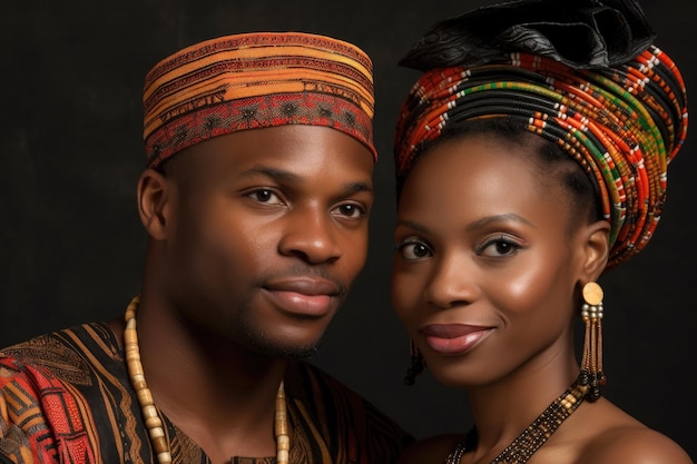 Portrait of an ethnic african couple created with generative ai