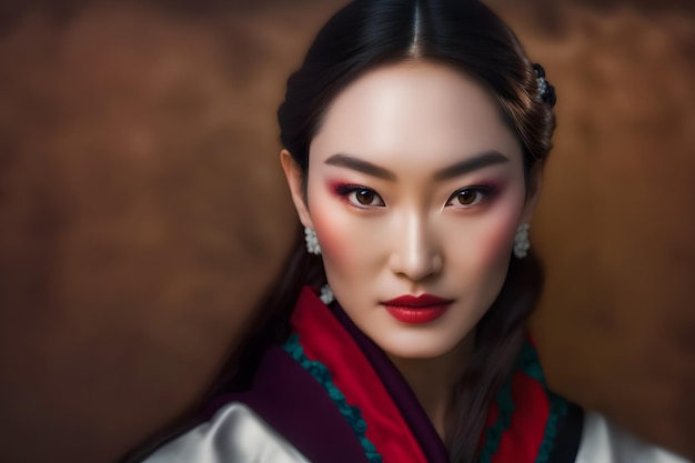 Portrait of an ethnic Korean woman Neural network AI generated