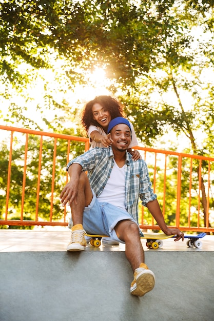 Portrait of an excited young african couple