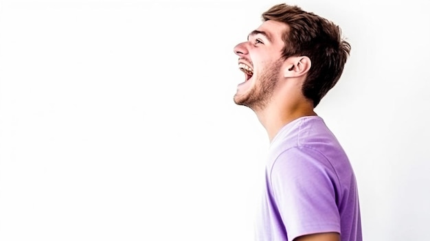 Photo portrait of an excited young man playing games on x box