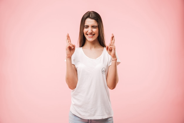 Portrait of an excited young woman