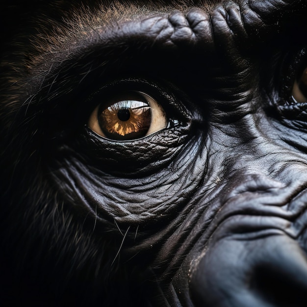 Photo portrait of an eye gorilla closeup