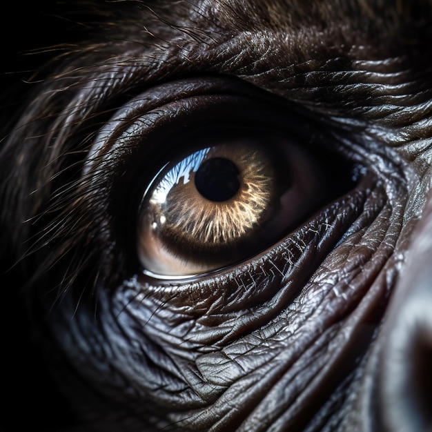 Portrait of an eye gorilla closeup