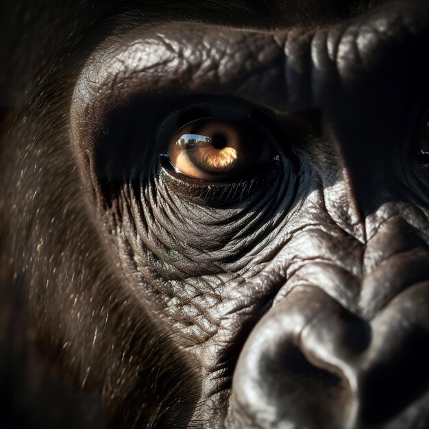 Portrait of an eye gorilla closeup