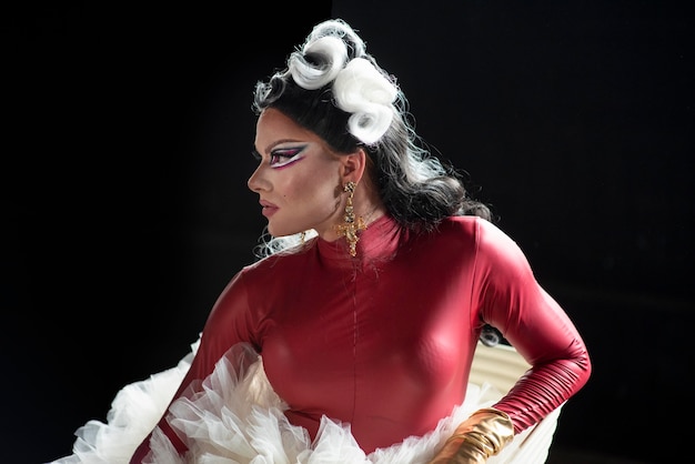 Photo portrait of fabulous drag queen posing