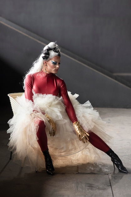 Photo portrait of fabulous drag queen posing