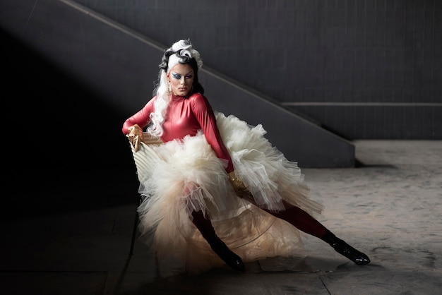 Photo portrait of fabulous drag queen posing