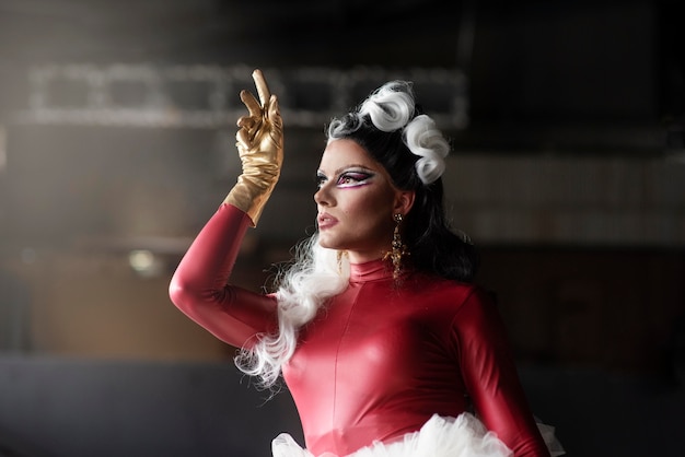 Photo portrait of fabulous drag queen posing