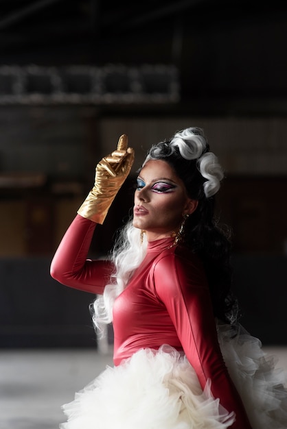 Photo portrait of fabulous drag queen posing