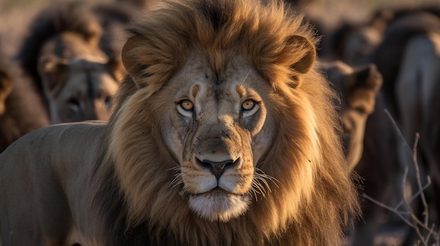 Portrait of the face of a wild lion