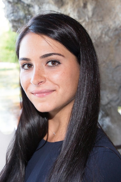 Portrait face of the young beautiful sexy woman outdoors