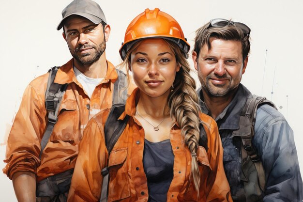 portrait of factory workers in uniform