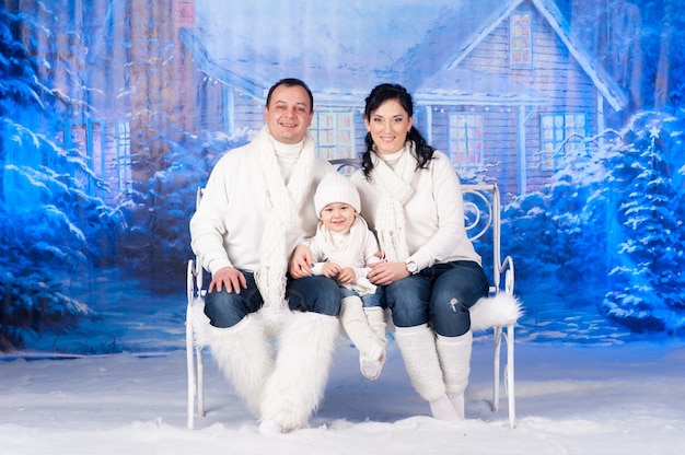 portrait of a family celebrating christmas together