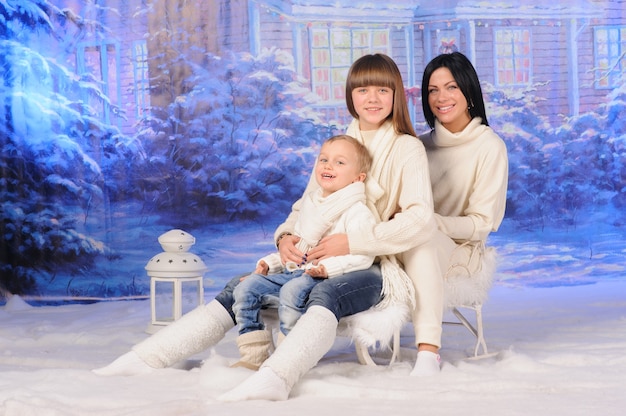 Portrait of a family celebrating christmas together