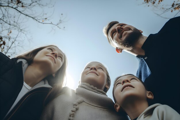 Portrait of a family having fun together outdoors