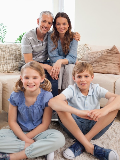 Portrait of a family posing