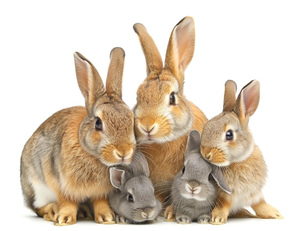 Portrait of a family red rabbit on white background