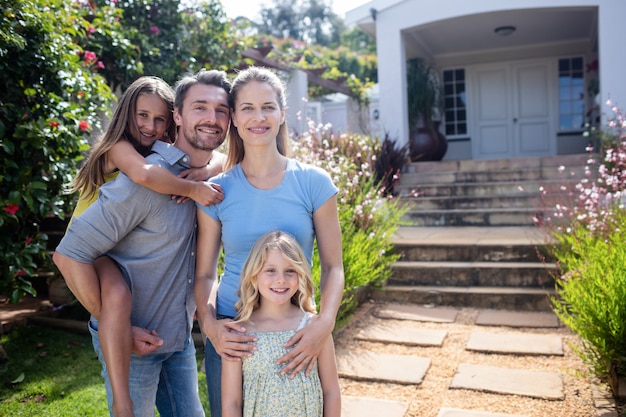 Portrait of family standing together