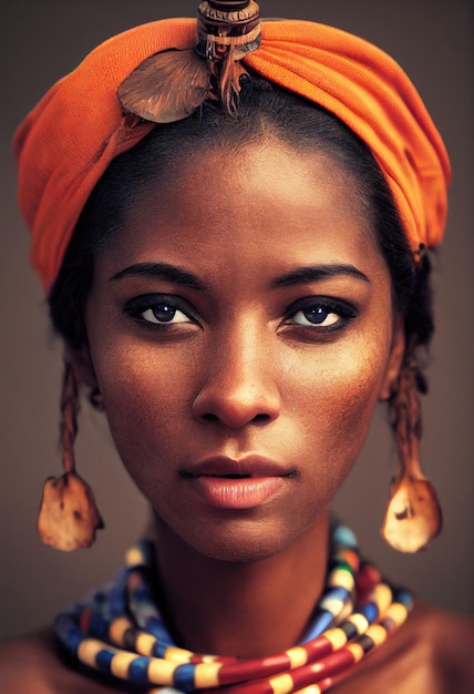 Портрет фантастической чернокожей девушки Модная раскрашенная женщина