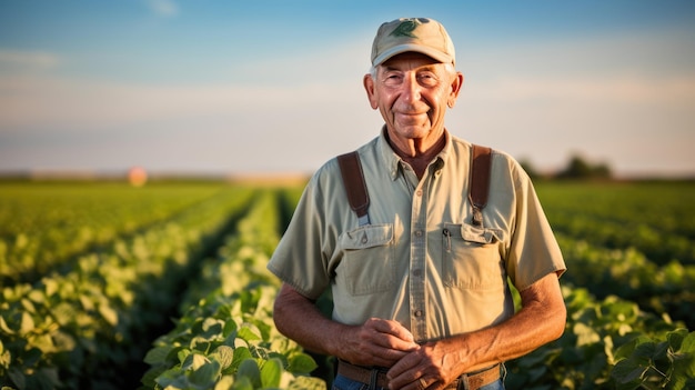 Portrait of a farmer against the backdrop of his fields