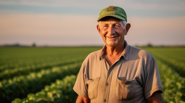 Portrait of a farmer against the backdrop of his fields