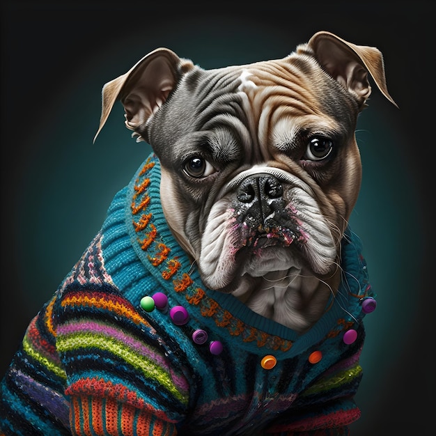 Portrait of a fashion dog illustartion trendy and funny art