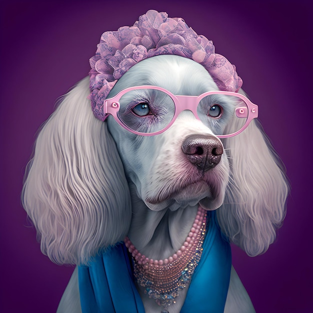 Foto ritratto di un cane alla moda illustartion trendy e divertente artxa