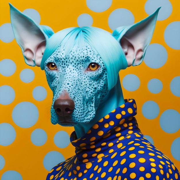Photo portrait of a fashion dog illustartion trendy and funny artxa