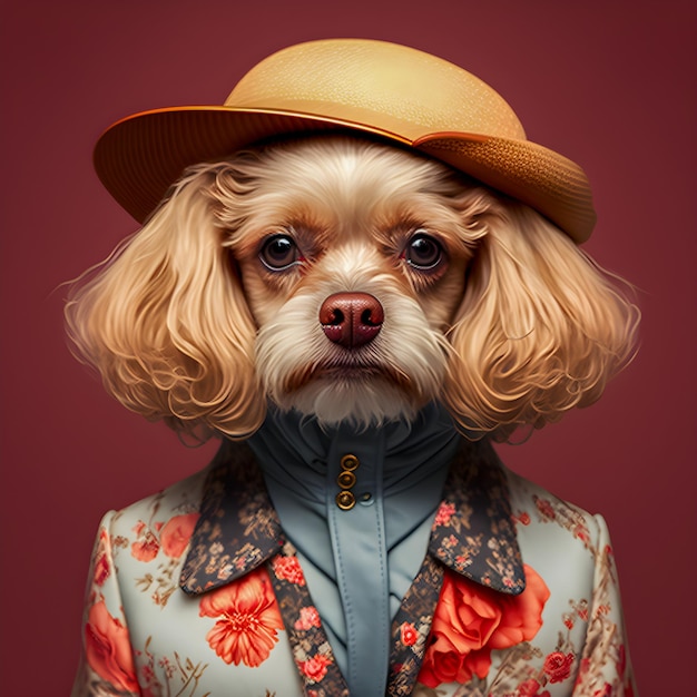 ファッション犬の肖像 illustartion トレンディで面白い artxA