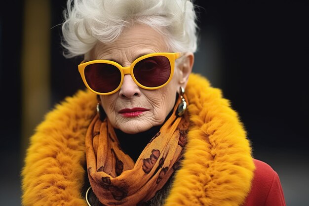 Foto ritratto di una donna anziana di moda generative ai