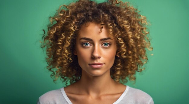 Foto ritratto di una donna di moda capelli ricci di una donna ritratto d'una bella giovane modella