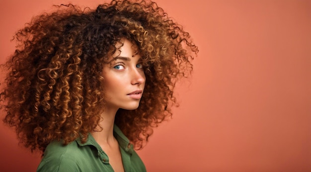 Foto ritratto di una donna di moda capelli ricci di una donna ritratto d'una bella giovane modella