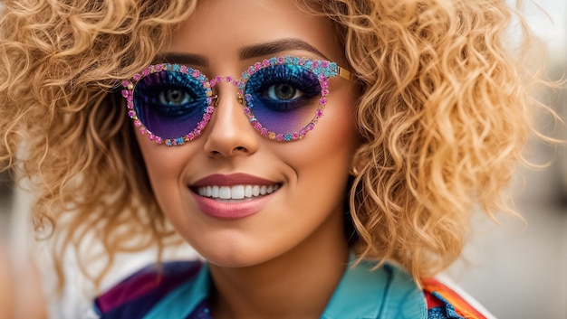 Photo portrait of a fashionable girl in sunglasses